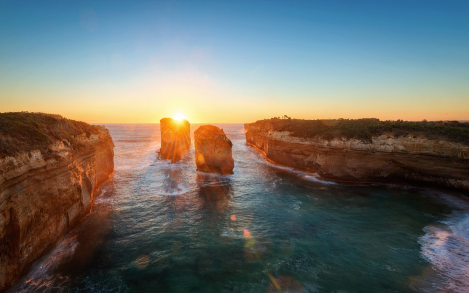 Sonnentergang auf der Great Ocean Road in Australien 