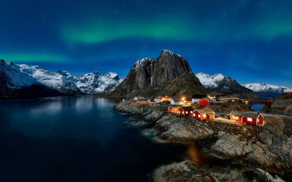 Hamnoy, Lofoten, Norwegen - Aurora Borealis